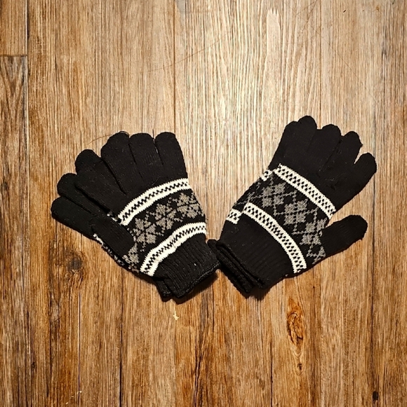 Black and Gray Patterned Men's Gloves - Picture 1 of 5